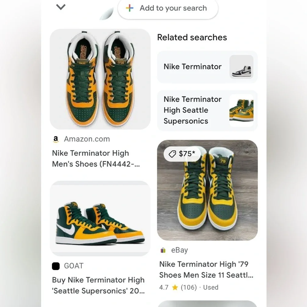 Nike Terminator Seattle 79 high tops sneakers dunks men green yellow Sz 10 NWT